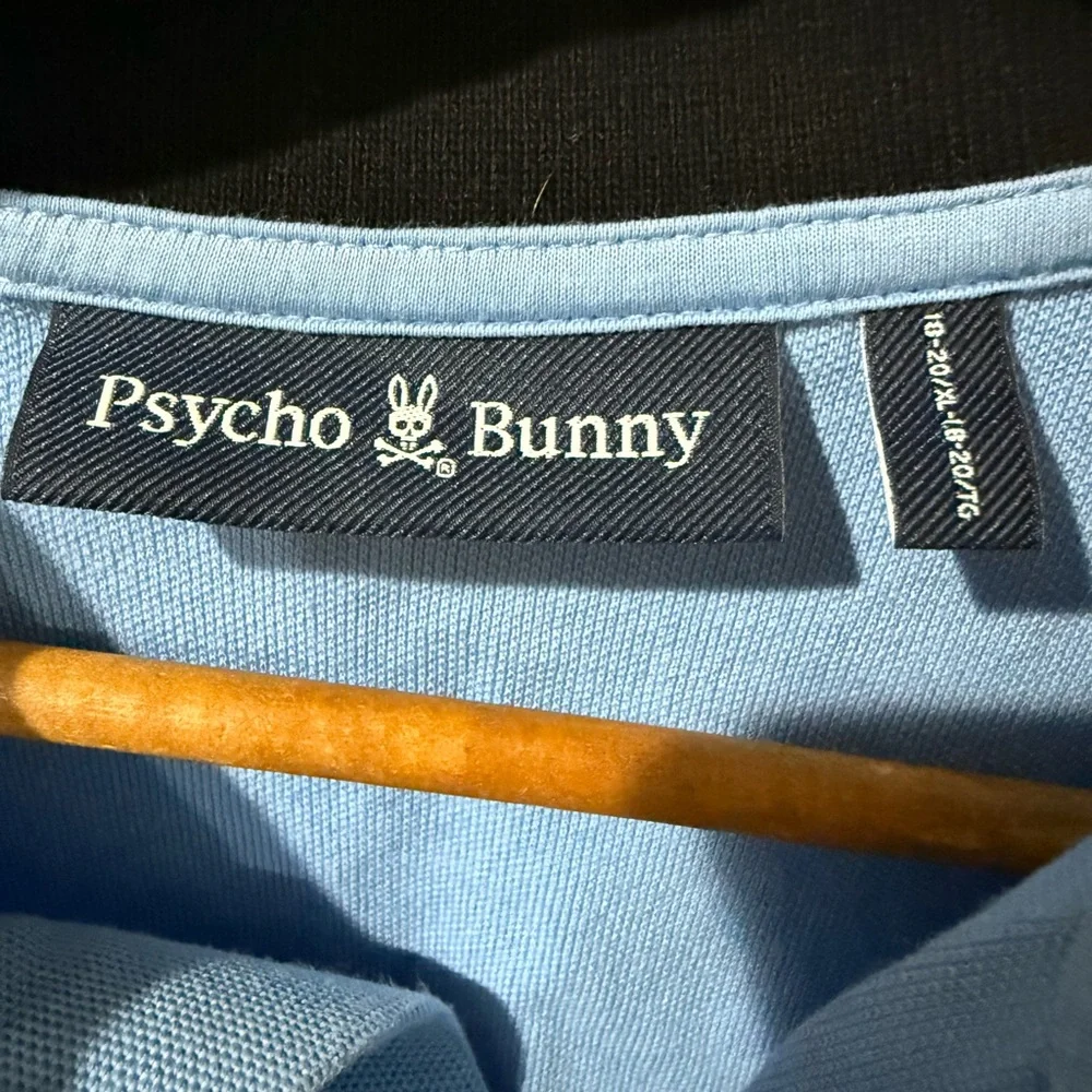 Psycho Bunny Polo Shirt Boy XL Blue Short Sleeve Pima Cotton Youth Kid 18/20‎ I